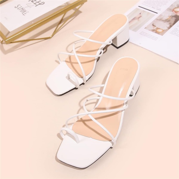 

Thin Strap Chunky Thong Sandals, White