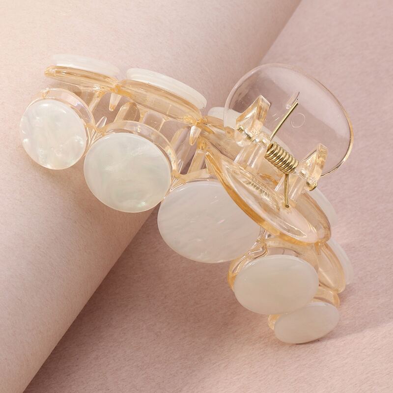 Round Design Hair Claw, Beige