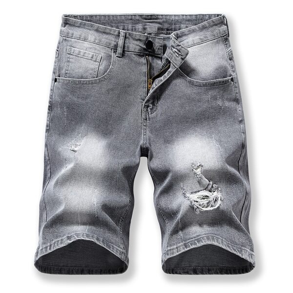 

Men Ripped Washed Denim Shorts, Grey