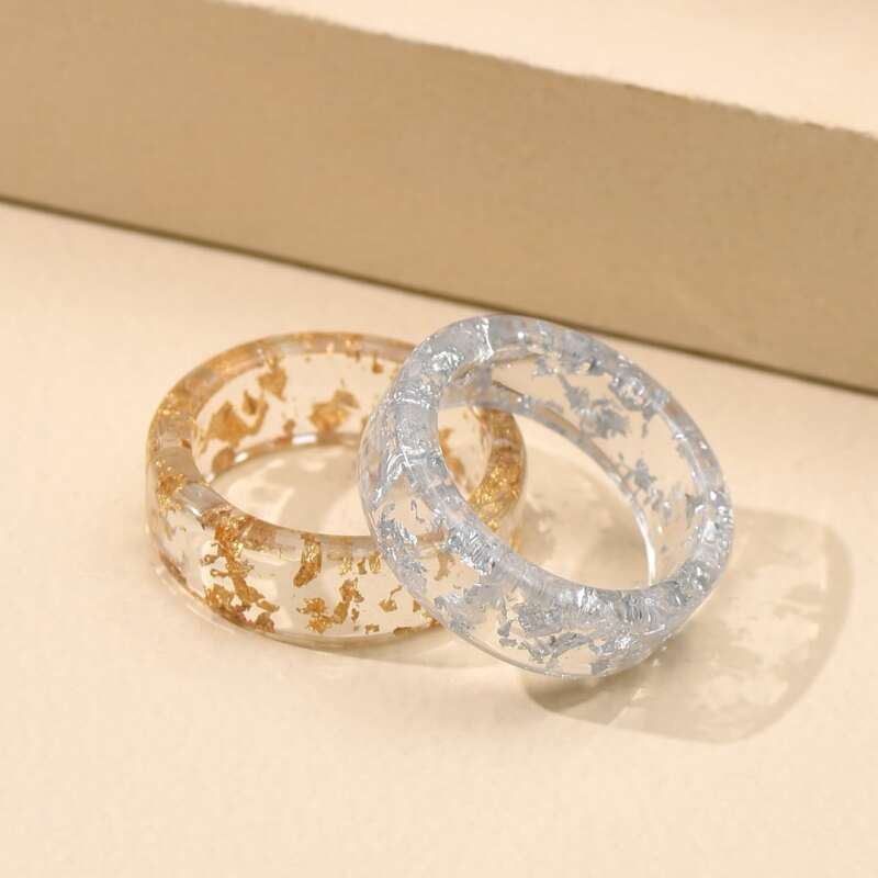 

2pcs Clear Resin Ring, Multicolor