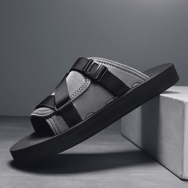 

Men Cross Strap Slides, Grey
