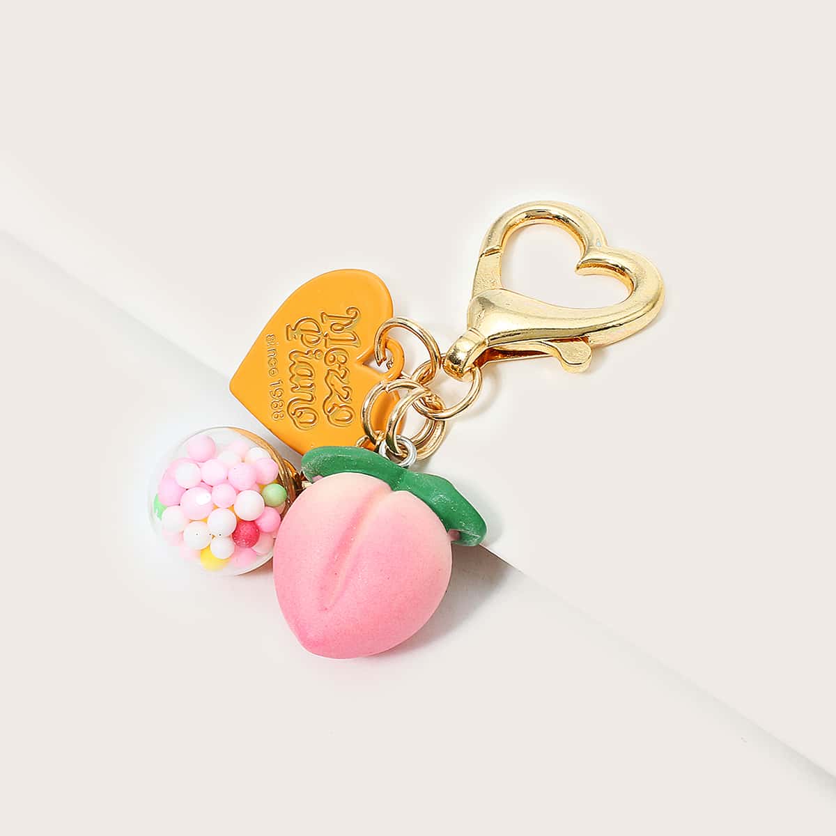 

Peach & Heart Bag Charm, Orange