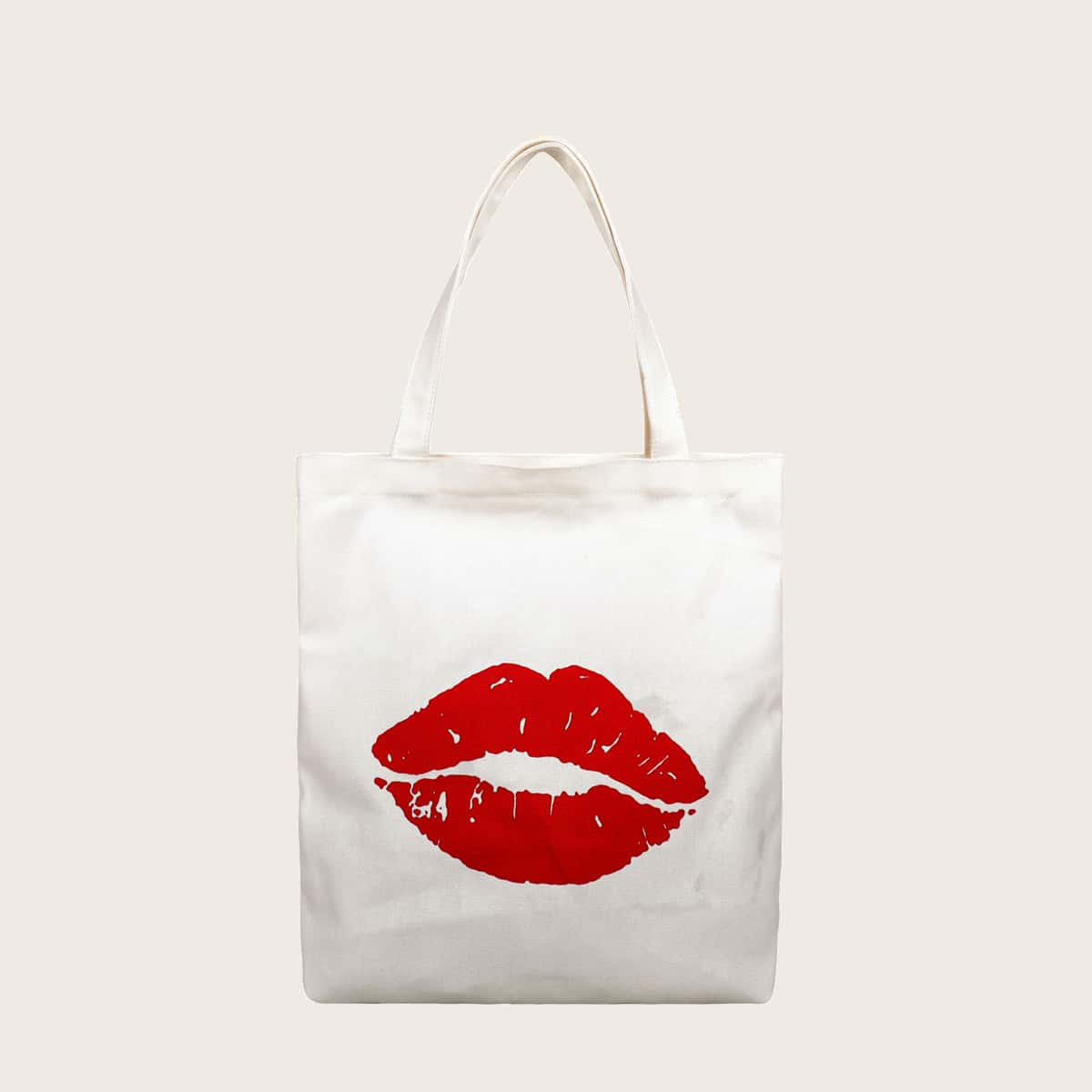

Lips Canvas Tote Bag, White