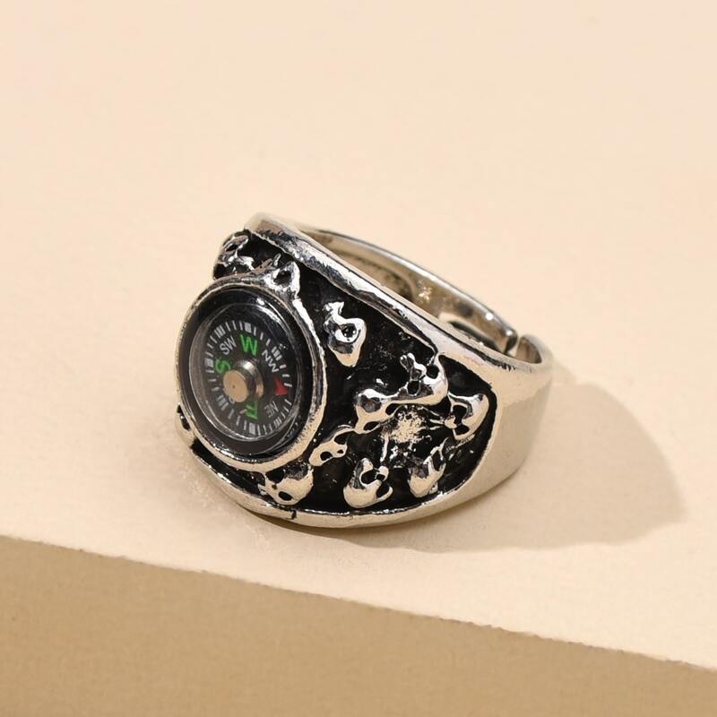 

Compass Decor Ring, Antique silver