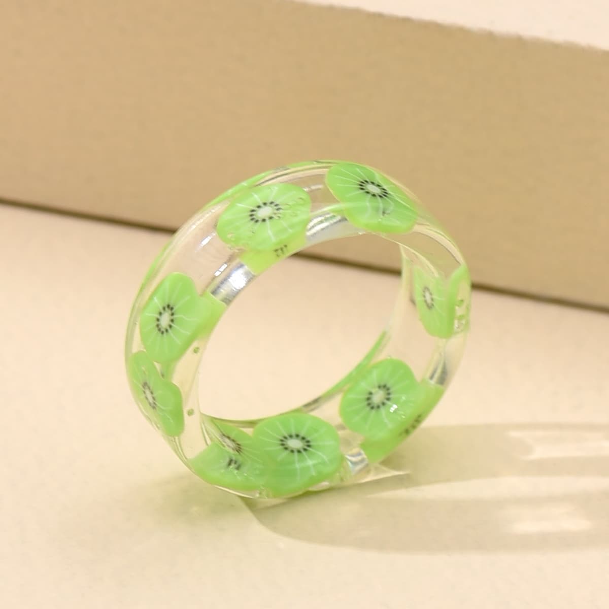 

1pc Fruit Pattern Resin Ring, Multicolor