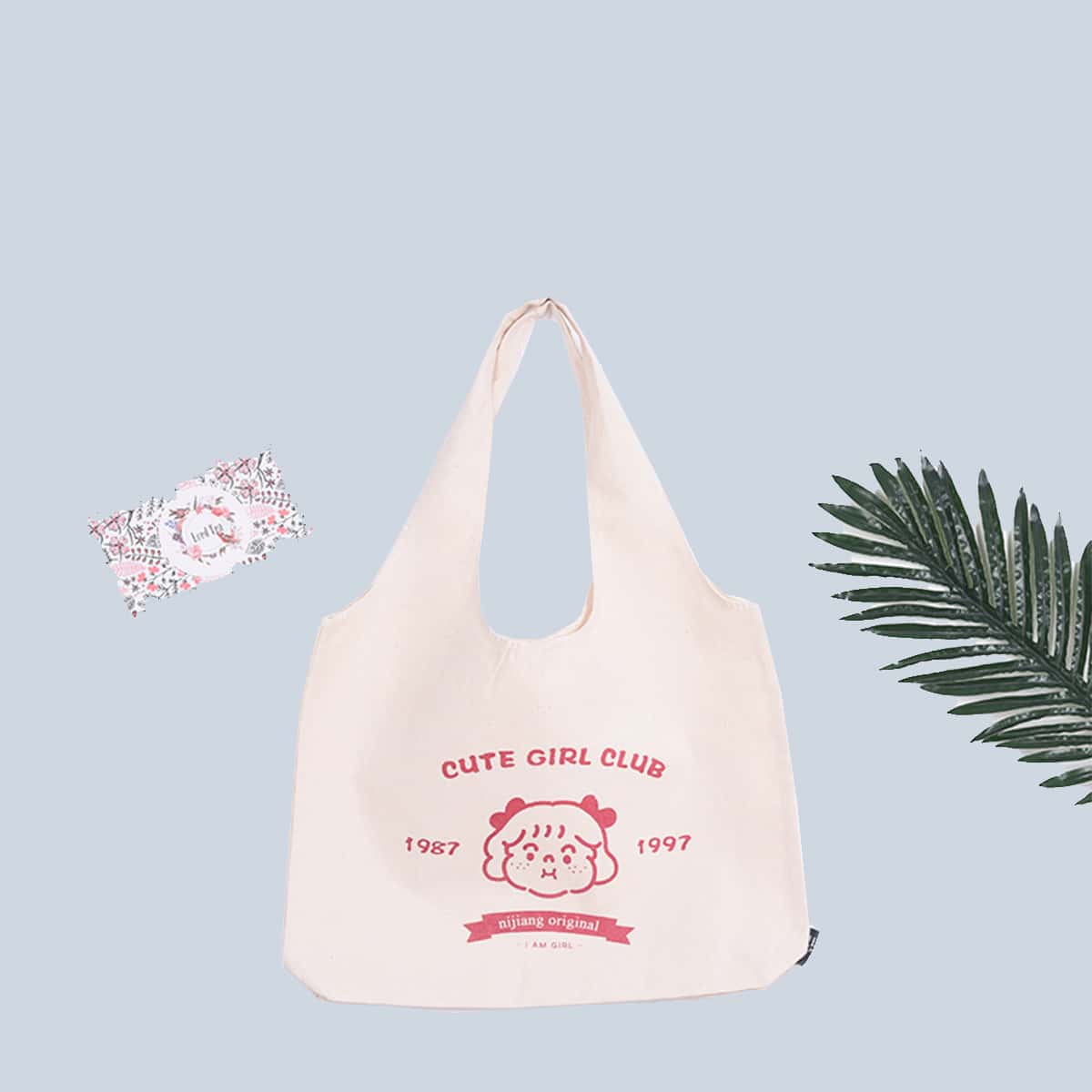 

Cartoon Canvas Tote Bag, Beige