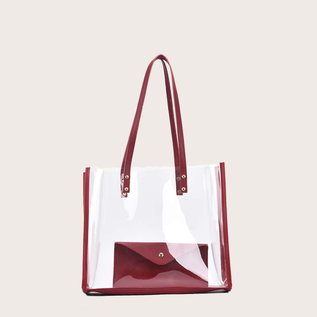 

Clear Tote Bag With Inner Pouch, Red