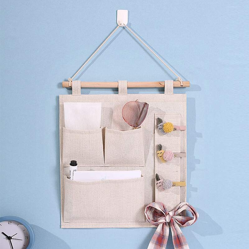 

1pc Solid Hanging Storage Bag, Khaki