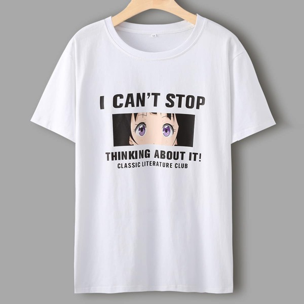 

Men Slogan & Cartoon Graphic Tee, White
