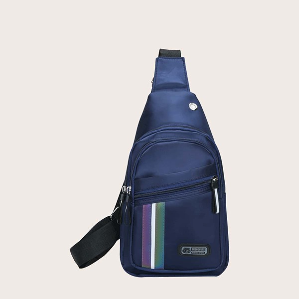 

Men Zip Front Sling Bag, Blue