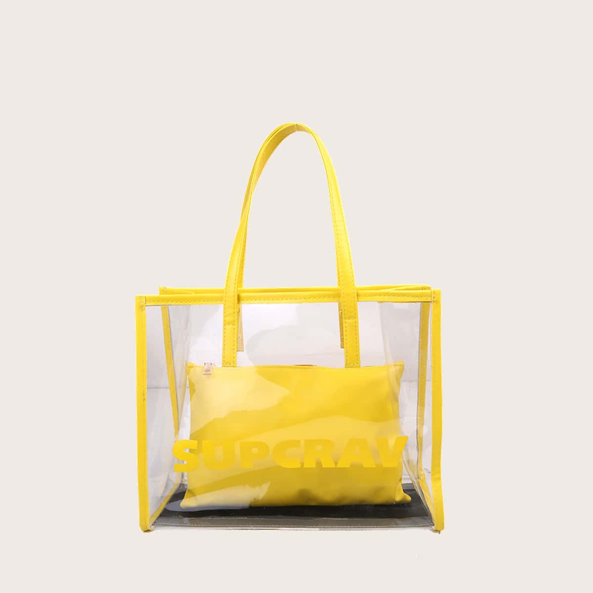 

Letter Clear Tote Bag, Yellow