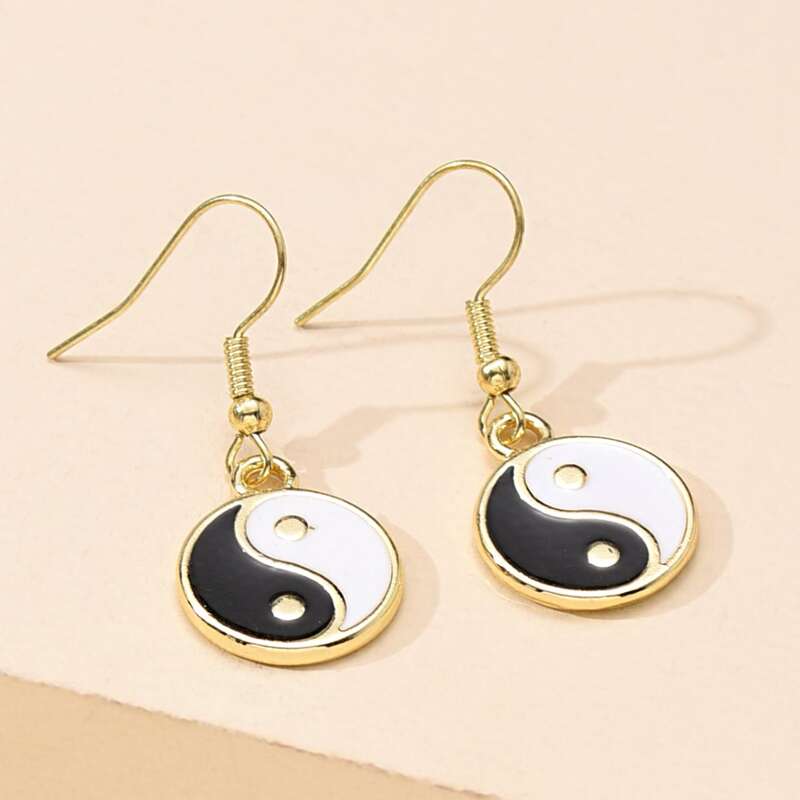 

Yin & Yang Drop Earrings, Gold