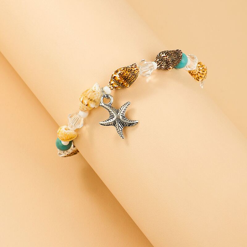 

Starfish & Shell Charm Anklet, Multicolor
