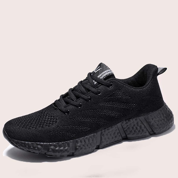 

Men Lace Up Front Knit Sneakers, Black