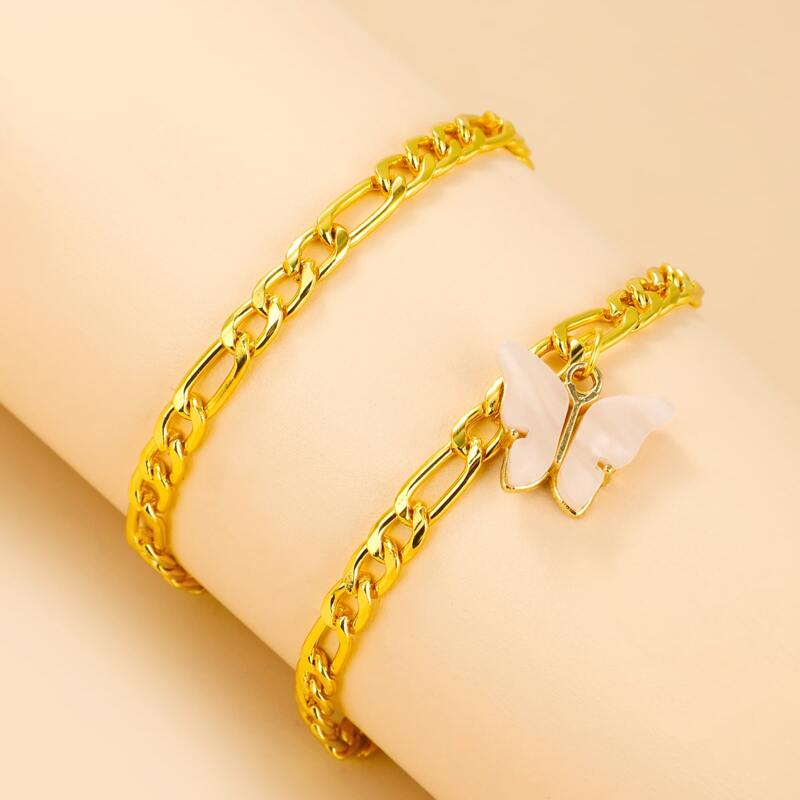

2pcs Butterfly Chain Anklet, Gold