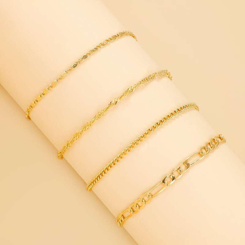 

4pcs Minimalist Anklet, Gold