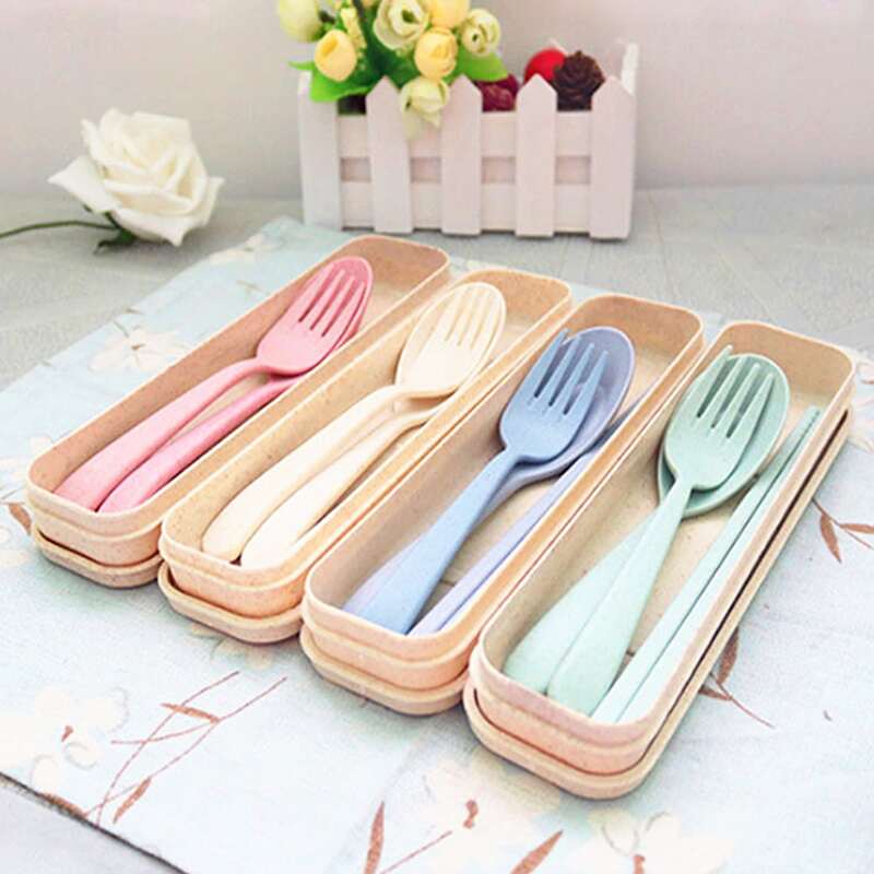 1set Solid Cutlery & Box, Multicolor