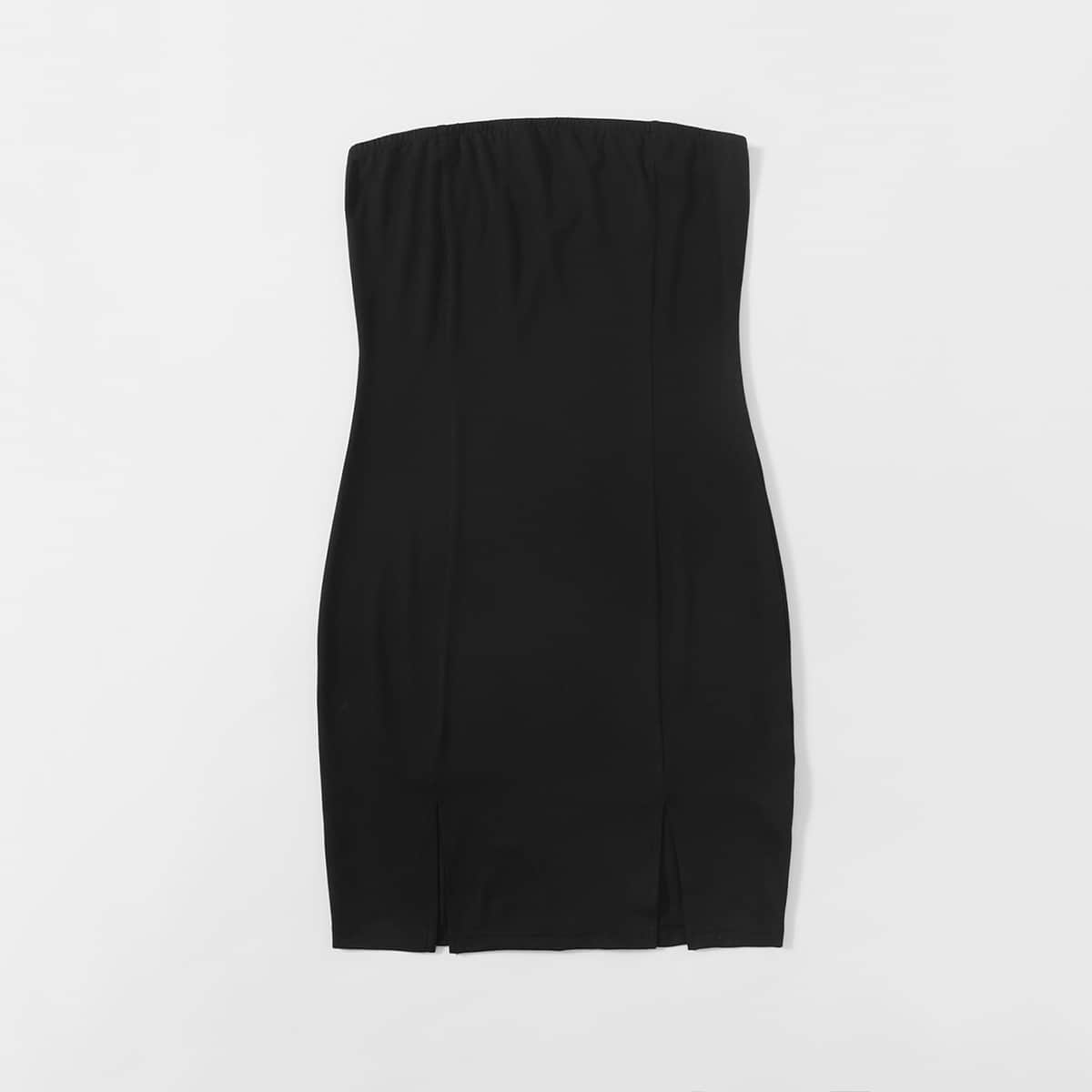 

Solid Strapless Bodycon Dress, Black