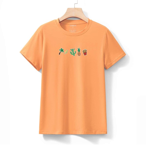 

Palm Tree & Pineapple Print Tee, Orange
