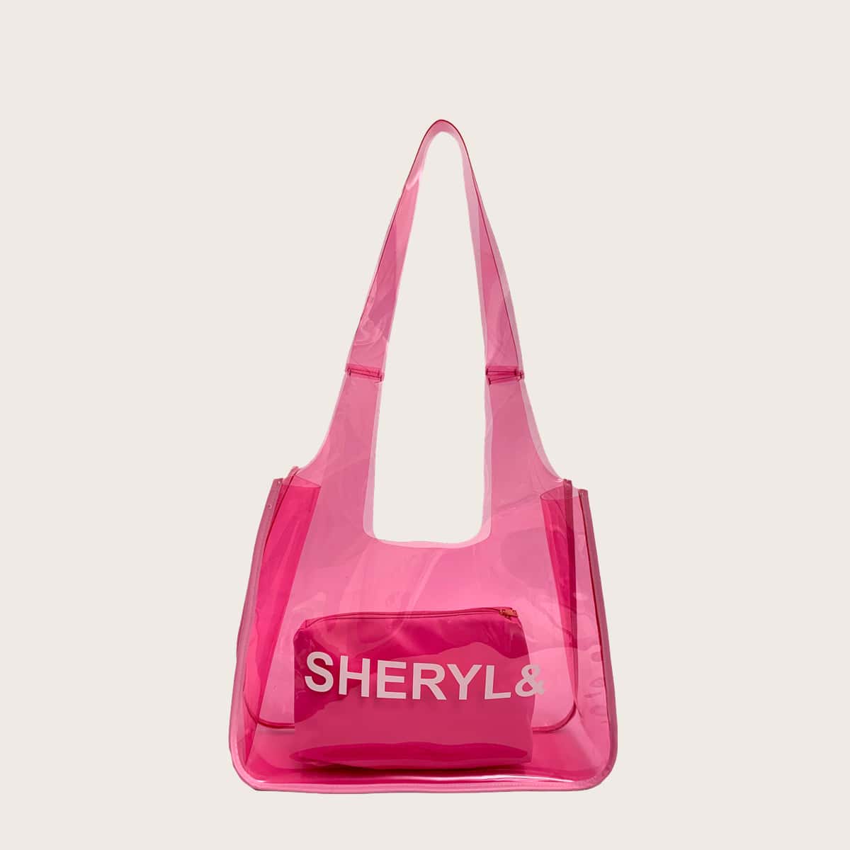 

Letter Clear Tote Bag, Pink