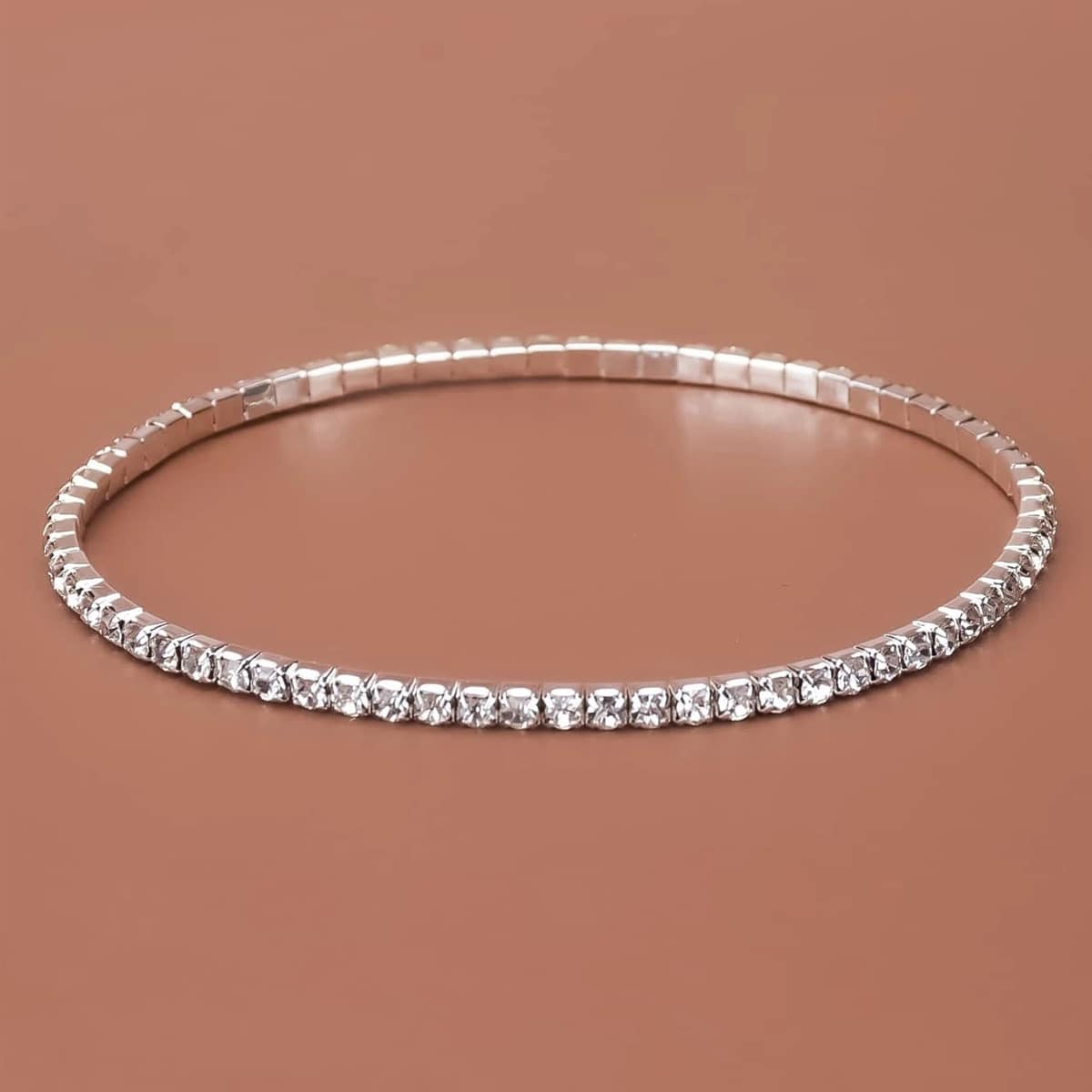 

1pc Rhinestone Charm Bracelet, Silver