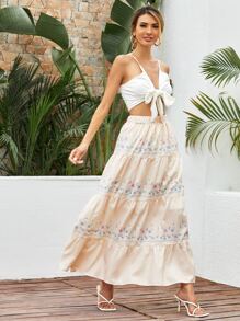 Floral Print Tiered Skirt