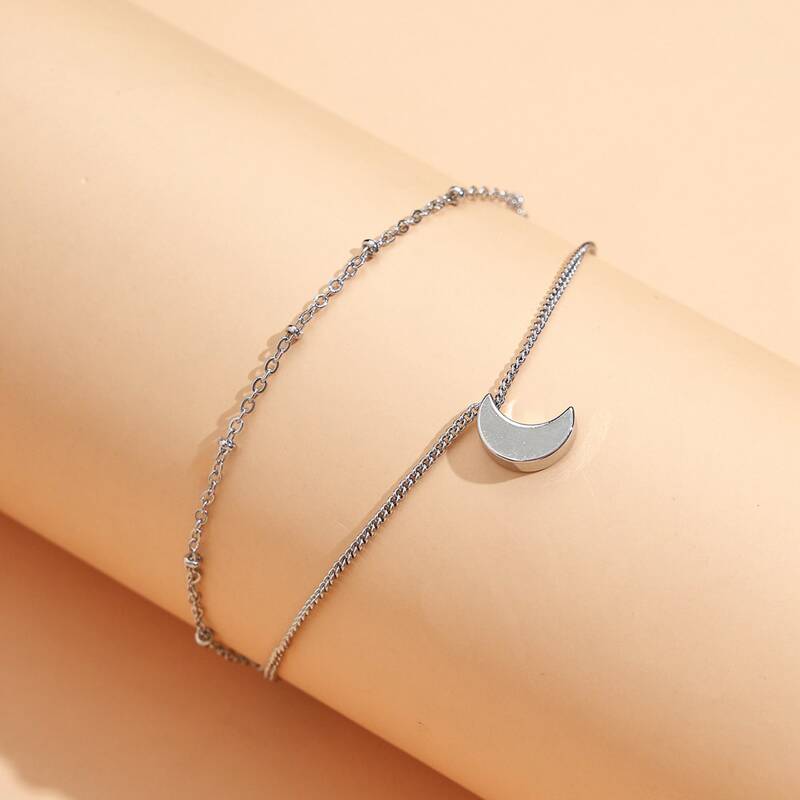 

Moon Layered Anklet, Silver