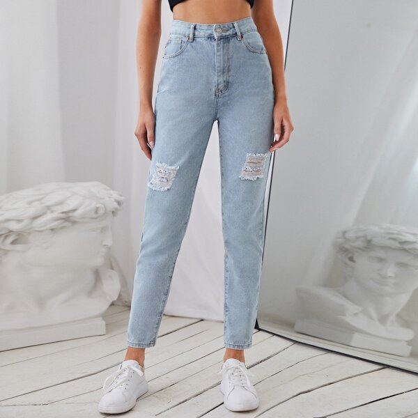 

High Rise Mom Fit Jeans, Light wash