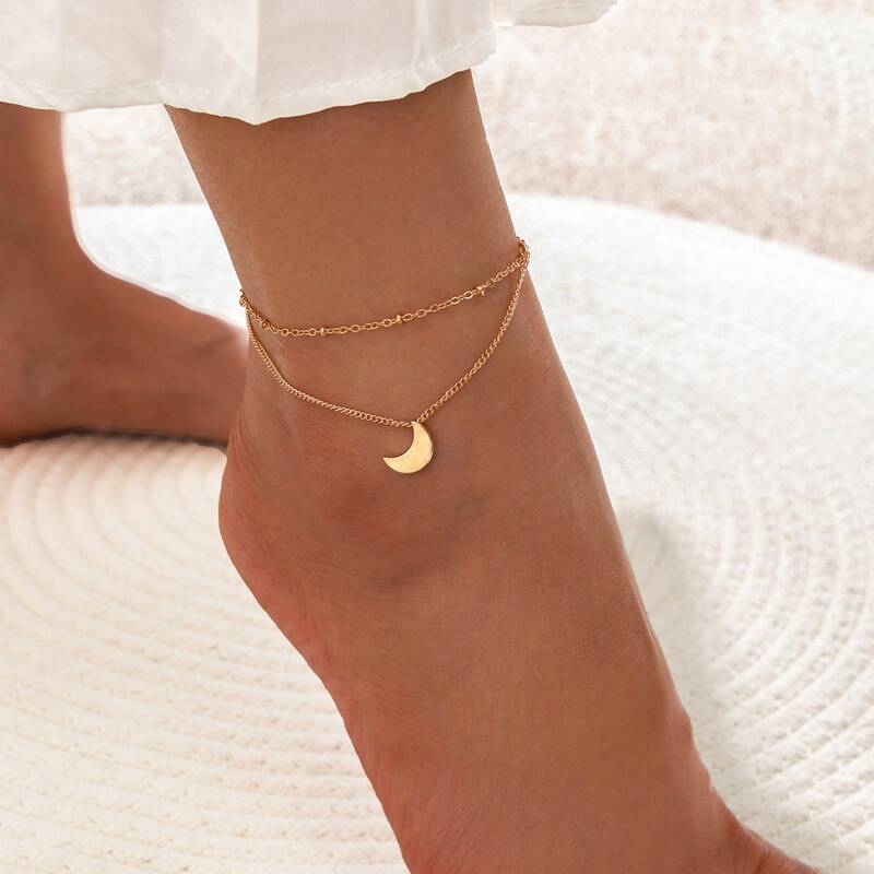 

Moon Layered Anklet, Gold