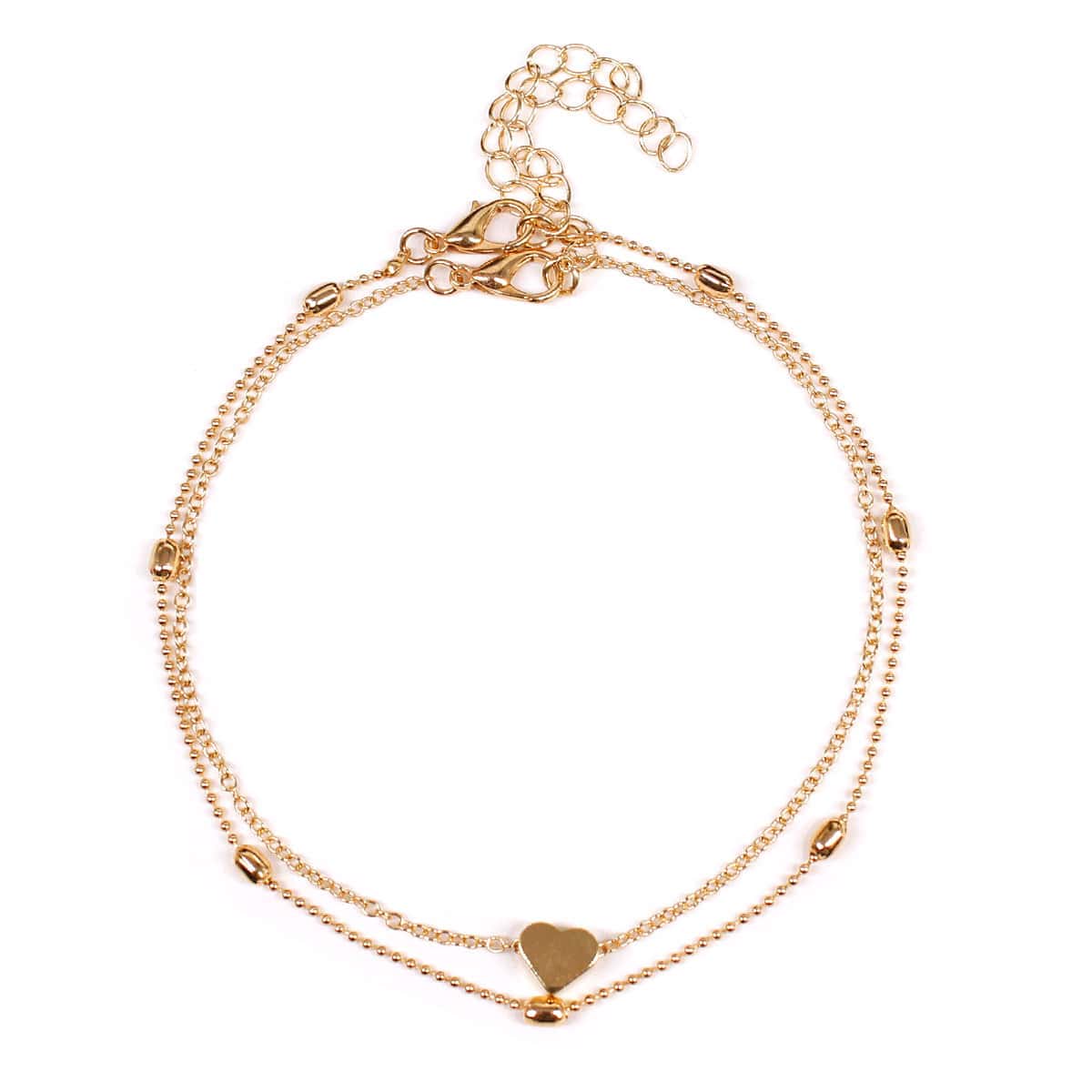 

2pcs Heart Decor Anklet, Gold