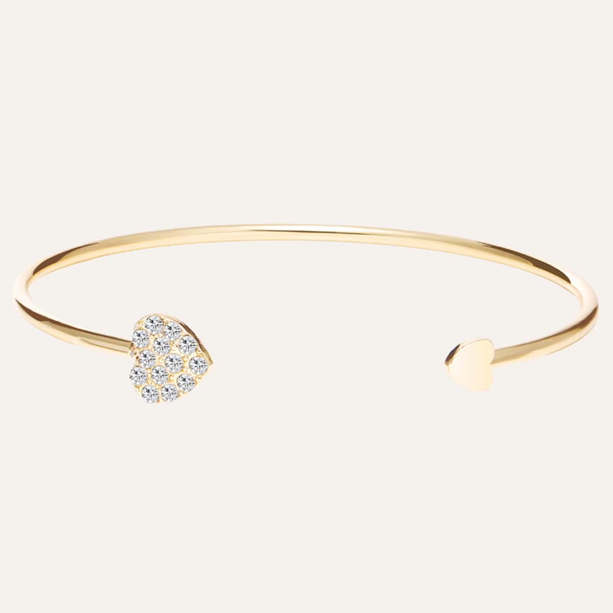 

1pc Heart Rhinestone Cuff, Gold