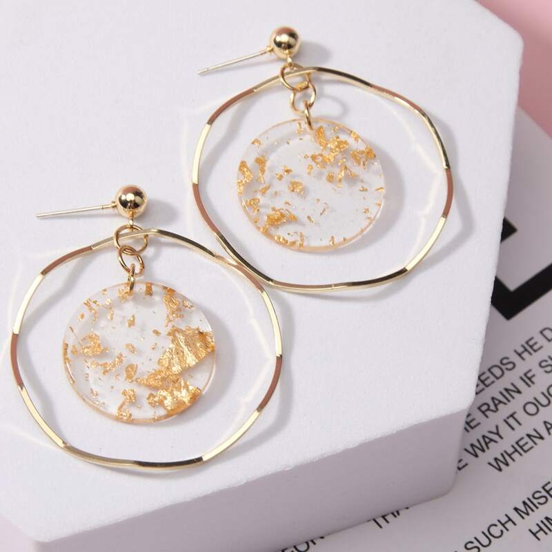 

Clear Drop Earrings, Gold