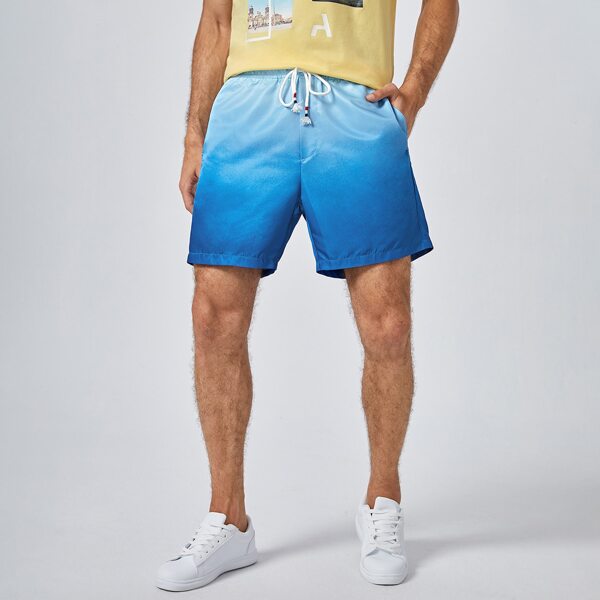 

Men Ombre Pocket Front Shorts, Blue