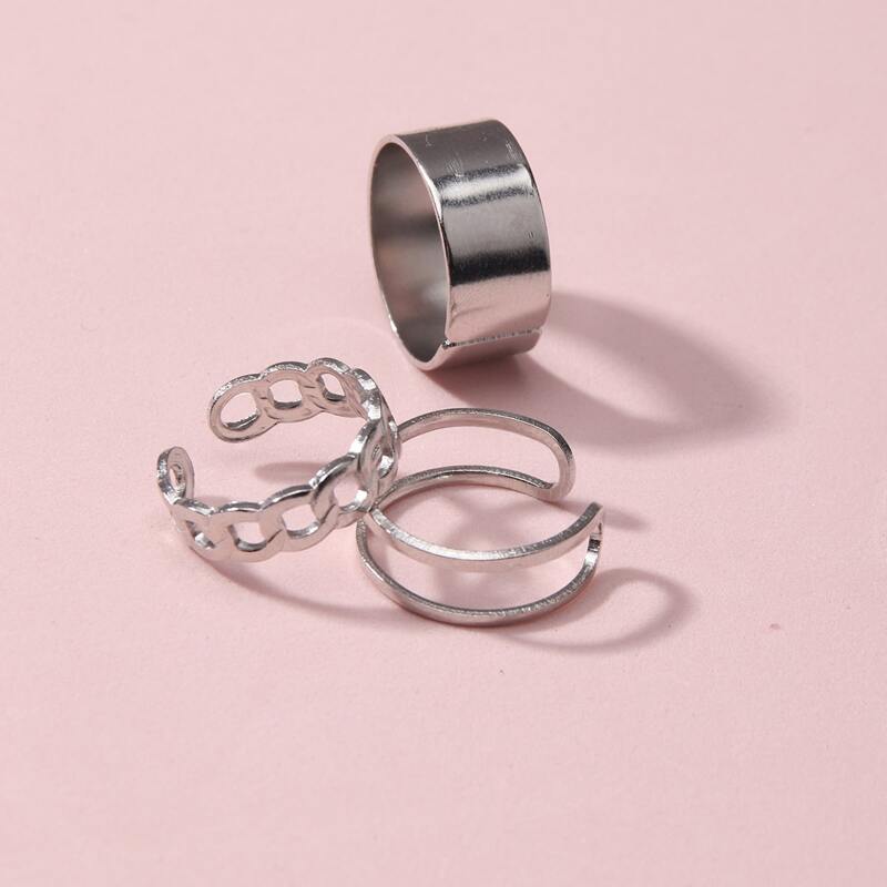 

3pcs Minimalist Ring Set, Silver