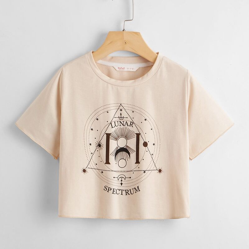

Letter Moon Graphic Tee, Beige