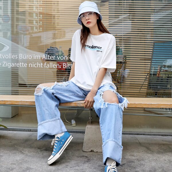 

Letter Graphic Drop Shoulder Tee, White