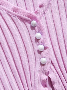 Tops de Punto Volante Liso Casual - Lila Púrpura - Ver 3