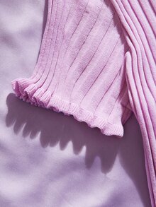 Tops de Punto Volante Liso Casual - Lila Púrpura - Ver 4