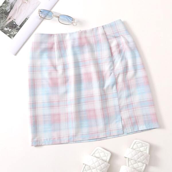 

Tartan Split Detail Skirt, Multicolor