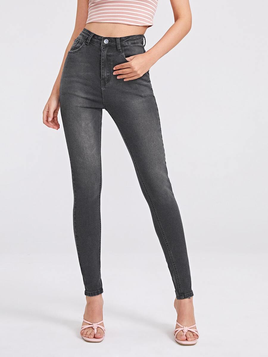 Jeans ajustados con cremallera - Gris - Ver 1