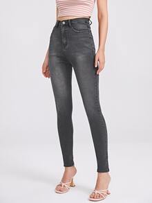 Jeans ajustados con cremallera - Gris - Ver 3