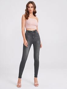 Jeans ajustados con cremallera - Gris - Ver 4