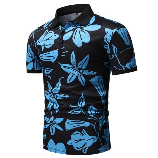

Men Floral Print Polo Shirt, Multicolor