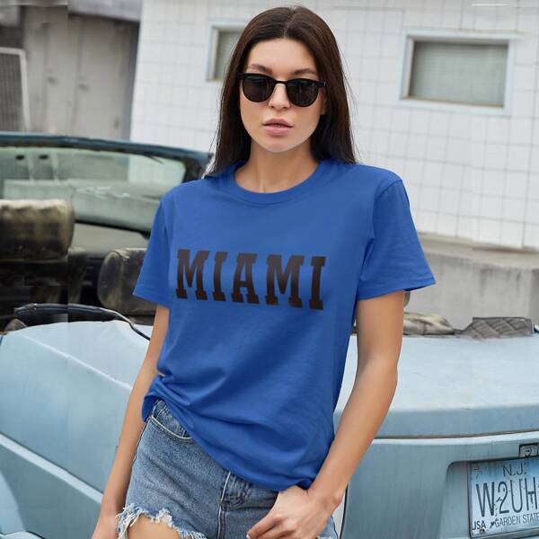 

Letter Graphic Round Neck Tee, Blue