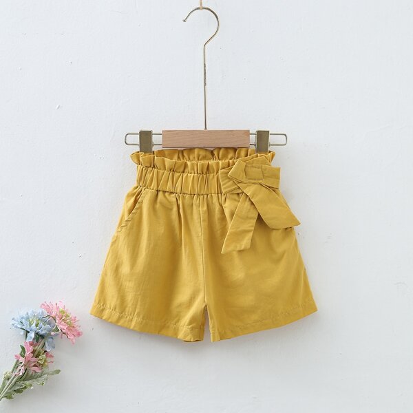 

Toddler Girls Bow Front Slant Pocket Shorts, Yellow
