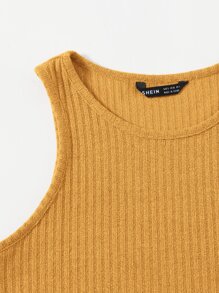 Muchica Solid Rib-knit Tank Top - Mustard Yellow - View 4