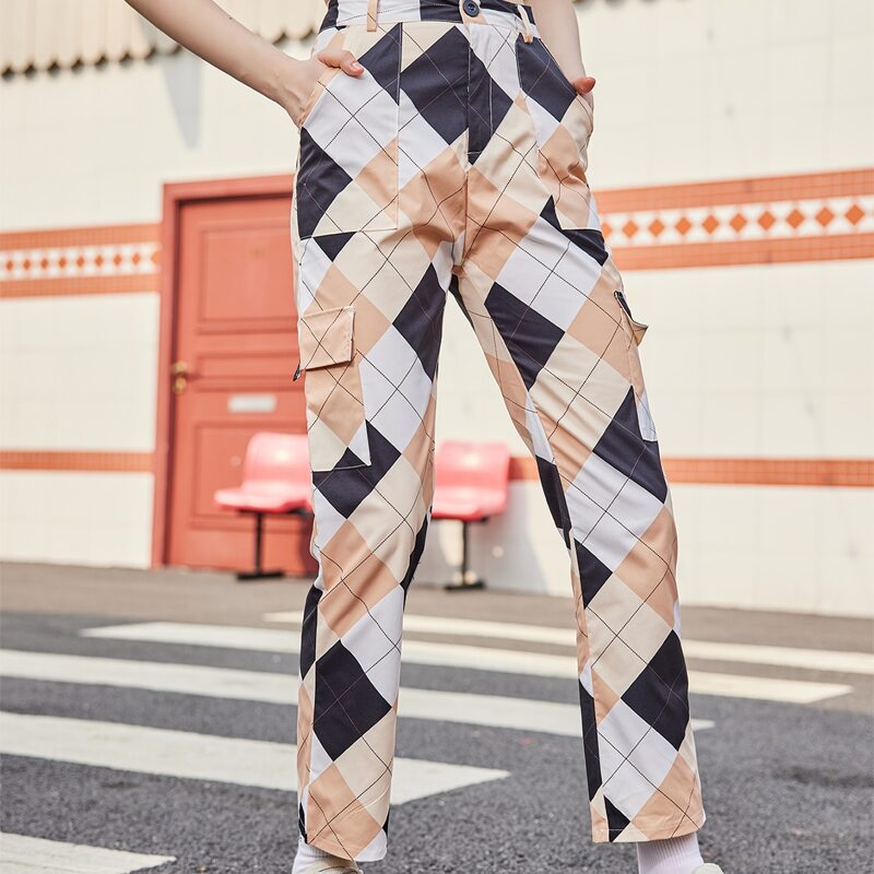 

Argyle Pattern Cargo Pants, Multicolor