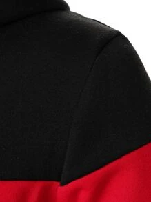 Manfinity Homme Męska bluza z kapturem i kieszenią z nadrukiem w bloki kolorów i długim rękawem, dla przyjaciół, męża, chłopaka, na jesień