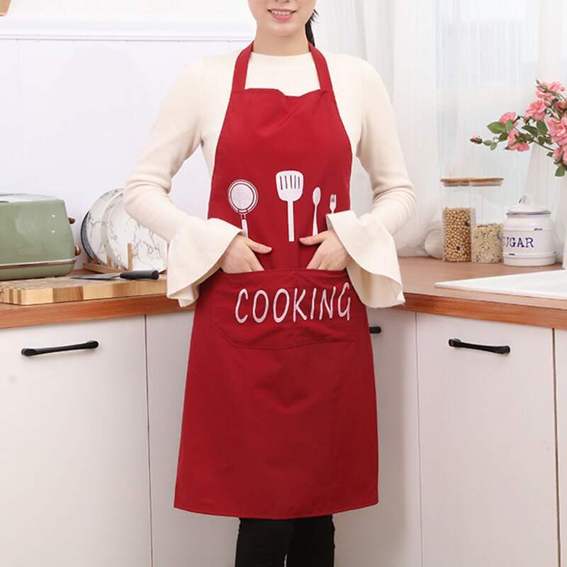 

1pc Kitchenware Print Waterproof Apron, Red