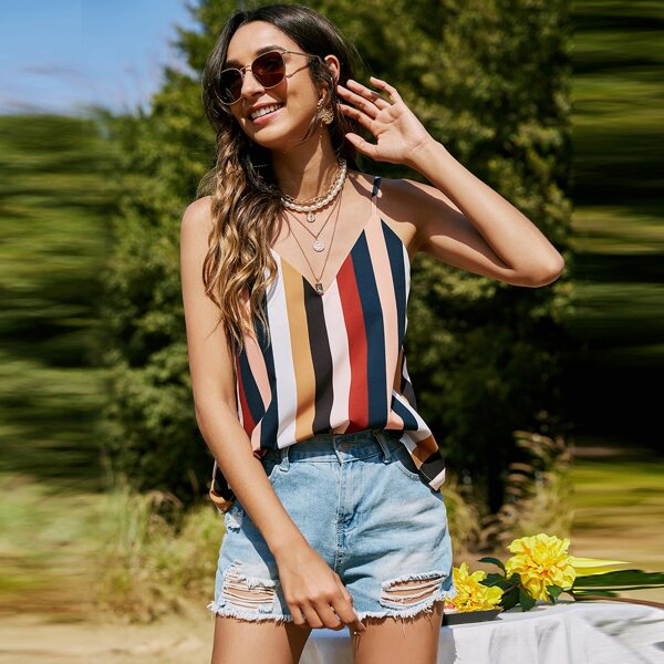 

Striped Colorblock Cami Top, Multicolor